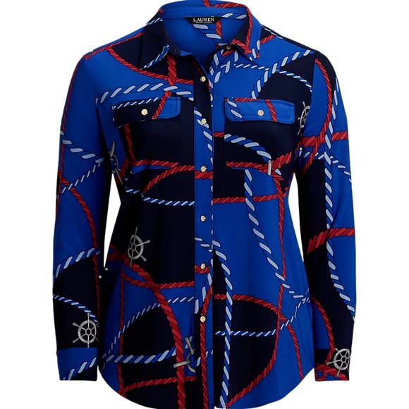 Lauren Ralph Lauren Tops - NWT Lauren Ralph Lauren Women's Stretch Equestrian Rope Print Shirt Blouse